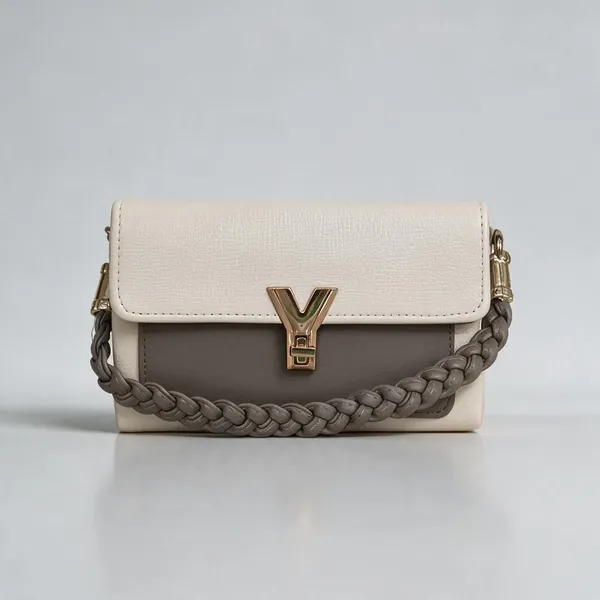 Cream_Synthetic_Leather_Textured_Crossbody_Bag_For_Women