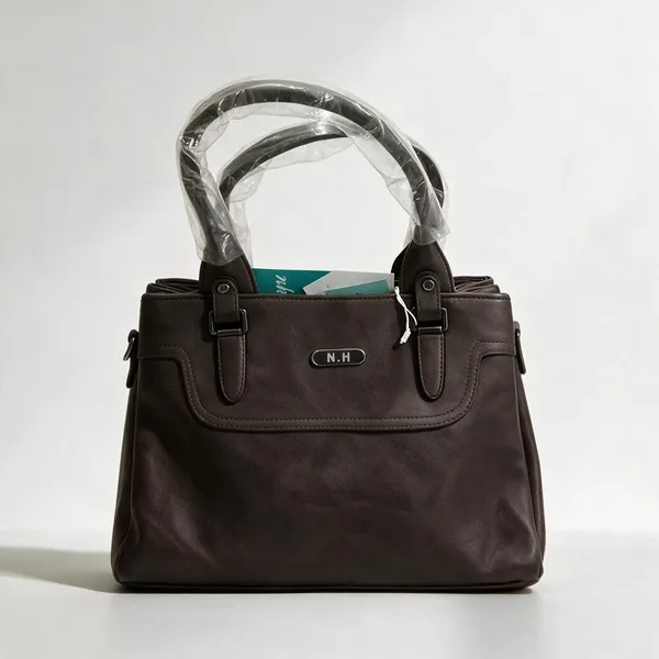 Brown_Synthetic_Leather_Structured_Tote_Handbag_For_Women