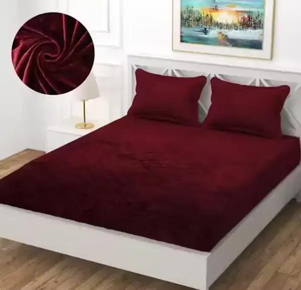 Maroon_Premium_Velvet_Bedsheets_With_Pillow_Covers