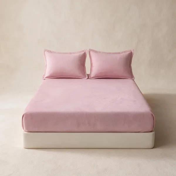 Pink_Premium_Velvet_Bedsheets_With_Pillow_Covers