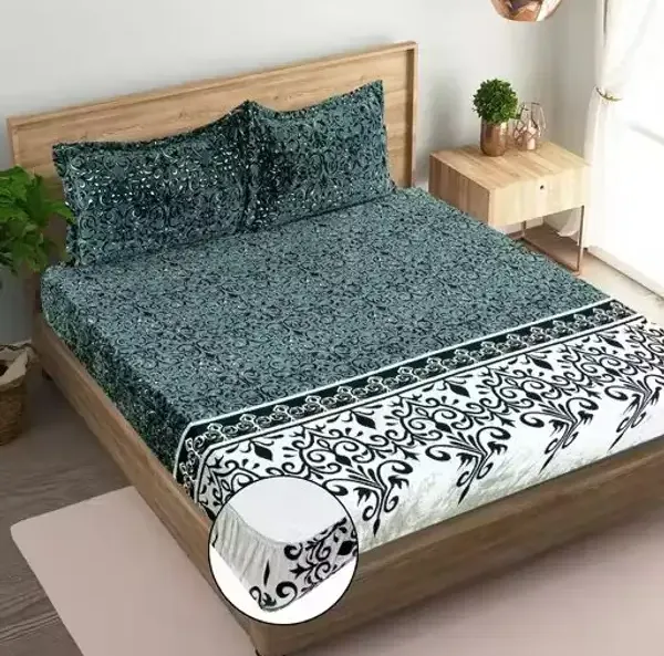 Teal_Premium_Velvet_Bedsheets_With_Pillow_Covers