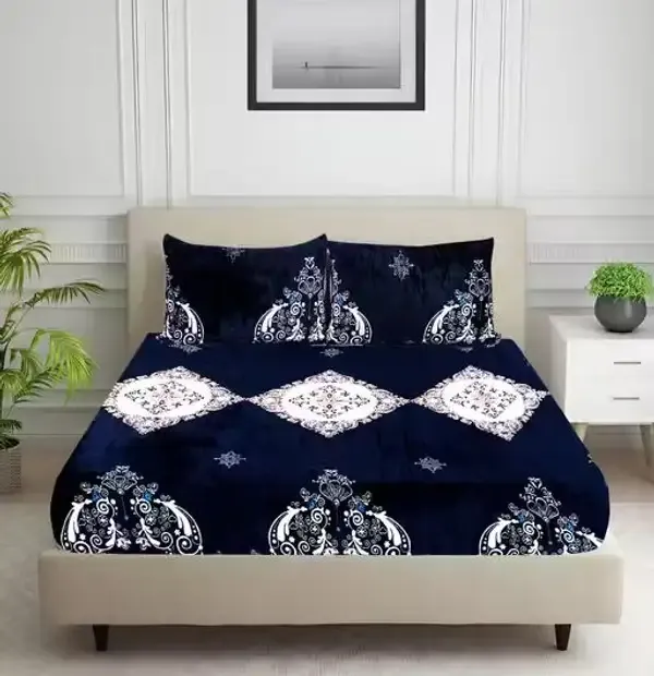Blue_Premium_Velvet_Bedsheets_With_Pillow_Covers