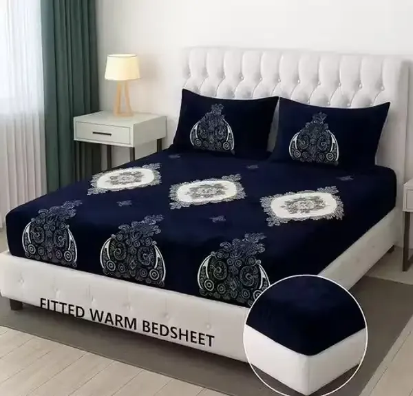 Blue_Premium_Velvet_Bedsheets_With_Pillow_Covers