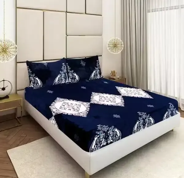 Blue_Premium_Velvet_Bedsheets_With_Pillow_Covers
