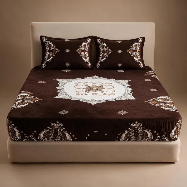 Brown_Premium_Velvet_Bedsheets_With_Pillow_Covers