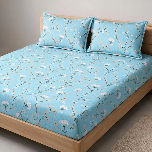 Blue_Premium_Cotton_Bedsheets_With_Pillow_Covers