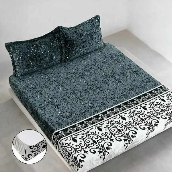 Teal_Premium_Velvet_Bedsheets_With_Pillow_Covers