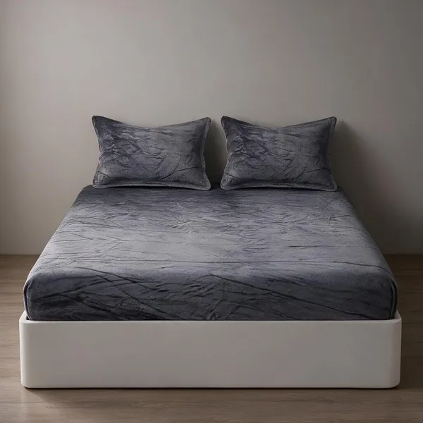 Grey_Premium_Velvet_Bedsheets_With_Pillow_Covers