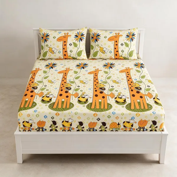 Yellow_Premium_Cotton_Bedsheets_With_Pillow_Covers