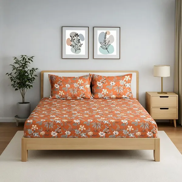 Orange_Premium_Cotton_Bedsheets_With_Pillow_Covers