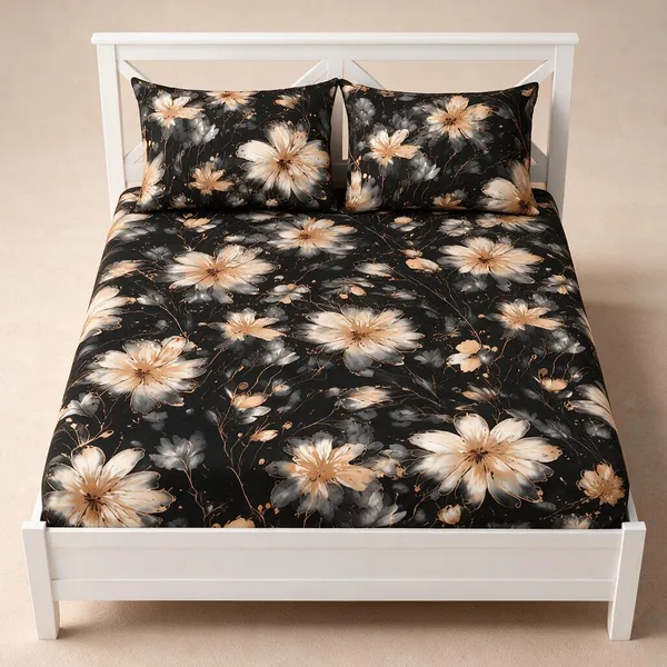 Black_Premium_Cotton_Bedsheets_With_Pillow_Covers