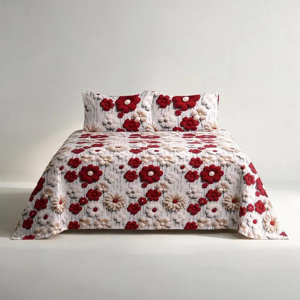 White_And_Red_Premium_Cotton_Bedsheets_With_Pillow_Covers