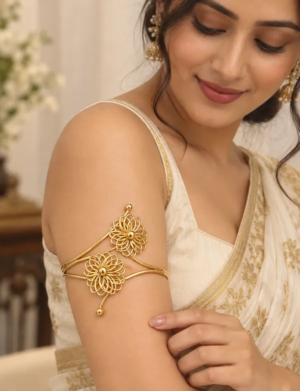Gold_Stainless_Steel_Floral_Baju_Band_For_Women
