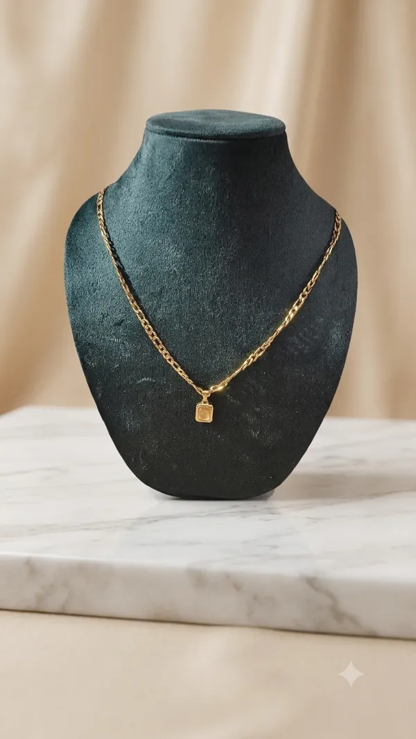 Gold_Stainless_Steel_Lock_Pendant_Chain_Necklace_For_Unisex