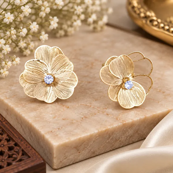 White_Stainless_Steel_White_Floral_Drop_Earrings_For_Women