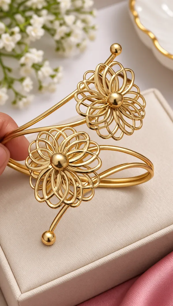 Gold_Stainless_Steel_Floral_Baju_Band_For_Women