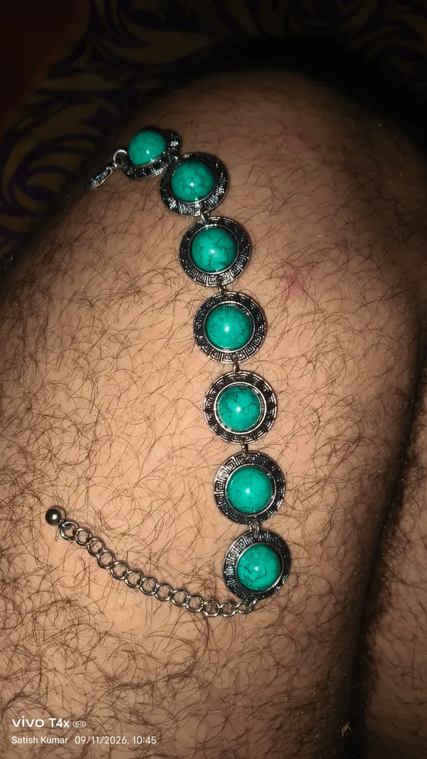 Turquoise_Stainless_Steel_Stone_Link_Bracelet_For_Women