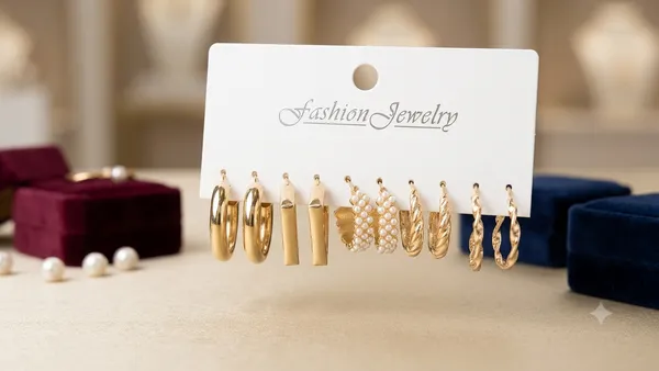 Gold_Stainless_Steel_Mixed_Design_Earrings_Set_For_Women