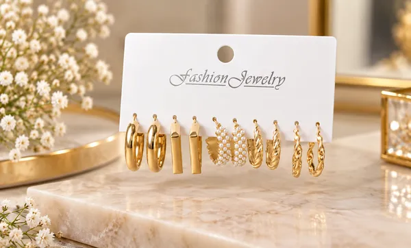 Gold_Stainless_Steel_Mixed_Design_Earrings_Set_For_Women