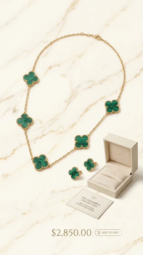 Green_Stainless_Steel_Clover_Station_Necklace_For_Women