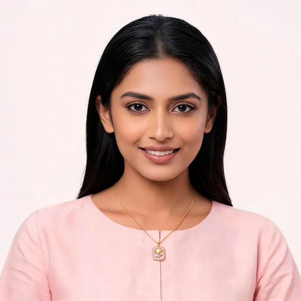 Gold_Stainless_Steel_Rectangular_Floral_Pendant_Necklace_For_Women