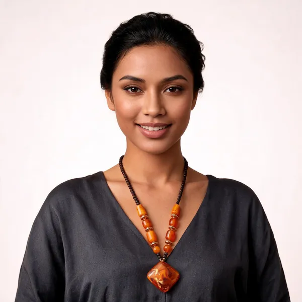 Orange_Brown_Stone_Thread_Beaded_Statement_Necklace_For_Women