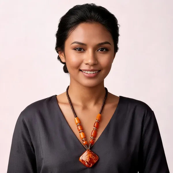 Orange_Brown_Stone_Thread_Beaded_Statement_Necklace_For_Women