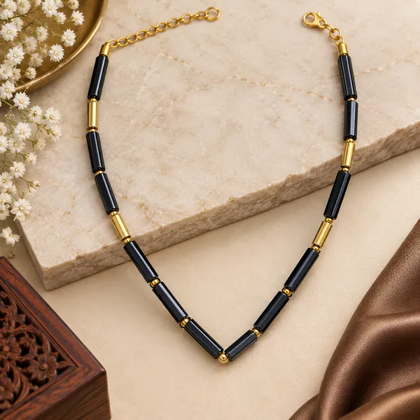 Black_Gold_Stainless_Steel_Beaded_Necklace_For_Women
