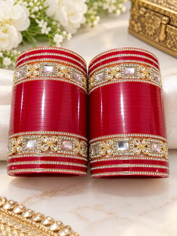 Red_Plastic_Metal_Embellished_Bridal_Chooda_Bangle_Set_For_Women