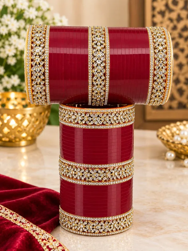 Red_Plastic_Metal_Embellished_Bridal_Chooda_Bangle_Set_For_Women