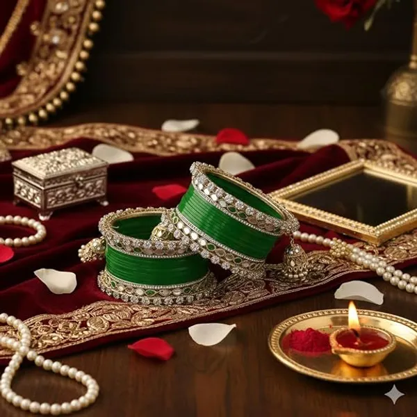 Green_Plastic_Metal_Embellished_Traditional_Chooda_Bangle_Set_For_Women