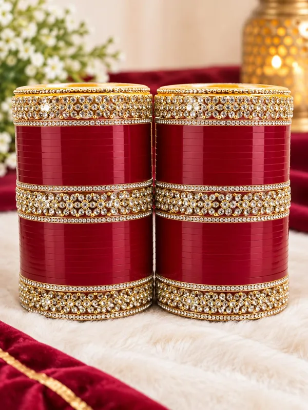Red_Plastic_Metal_Embellished_Bridal_Chooda_Bangle_Set_For_Women