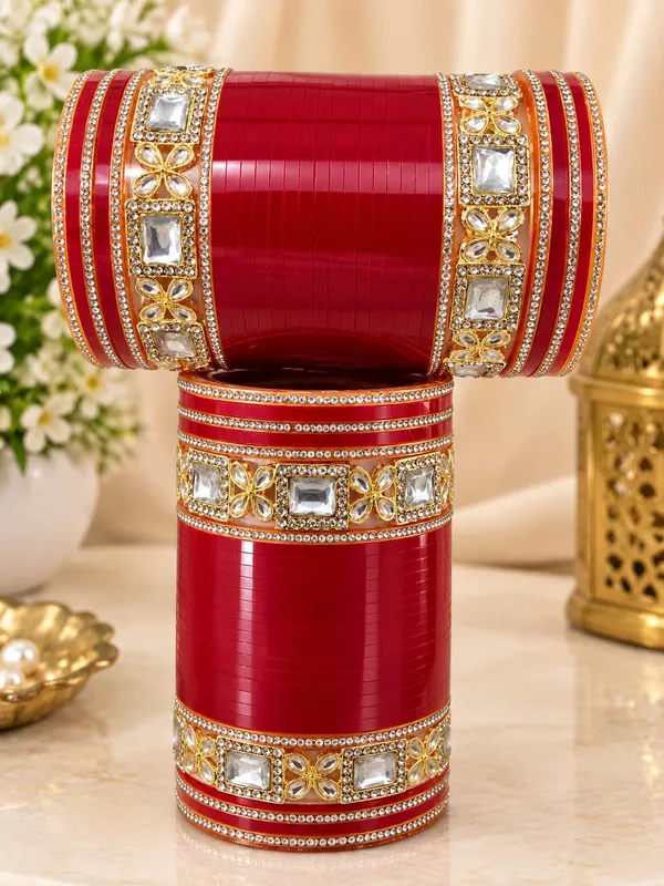 Red_Plastic_Metal_Embellished_Bridal_Chooda_Bangle_Set_For_Women