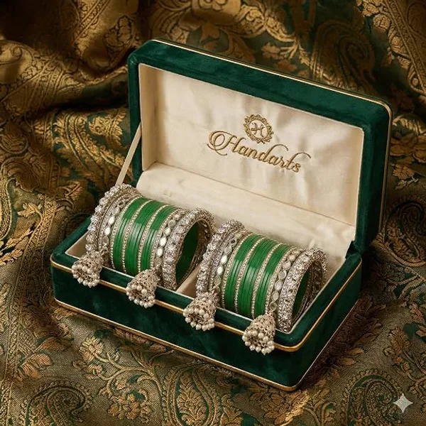 Green_Plastic_Metal_Jhumka_Charm_Embellished_Bangle_Set_For_Women