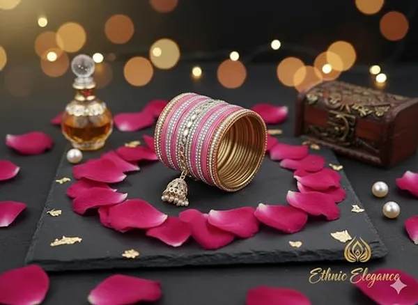 Pink_Plastic_Metal_Jhumka_Charm_Embellished_Bangle_Set_For_Women