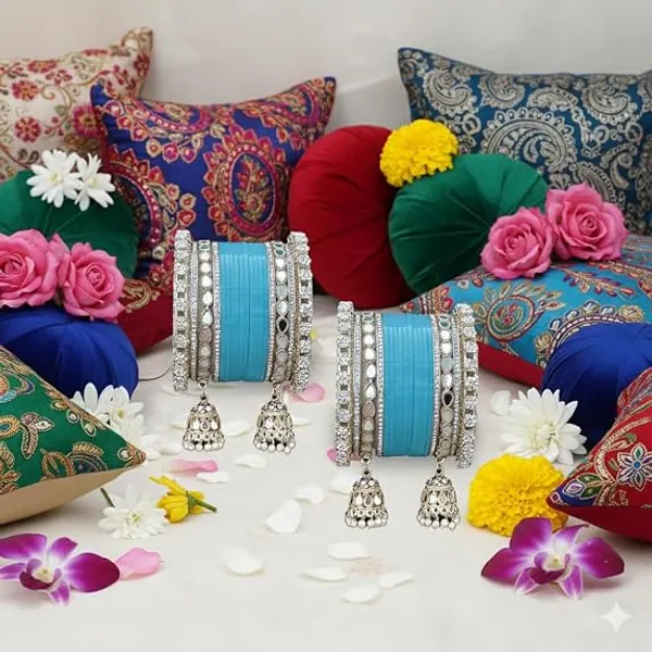 Blue_Silver_Tone_Plastic_Metal_Jhumka_Chooda_Bangle_Set_For_Women