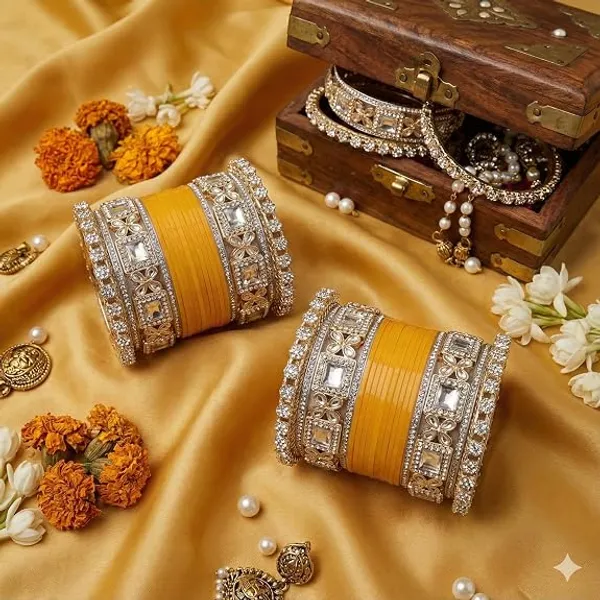Yellow_Silver_Plastic_Metal_Kundan_Embellished_Bridal_Chooda_Set_For_Women