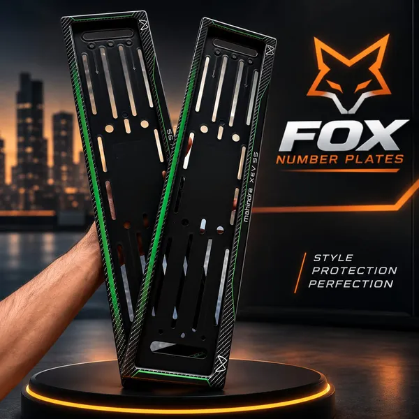 Black_And_Green_Plastic_Car_Number_Plate_Frame_Set_Set_Of_2
