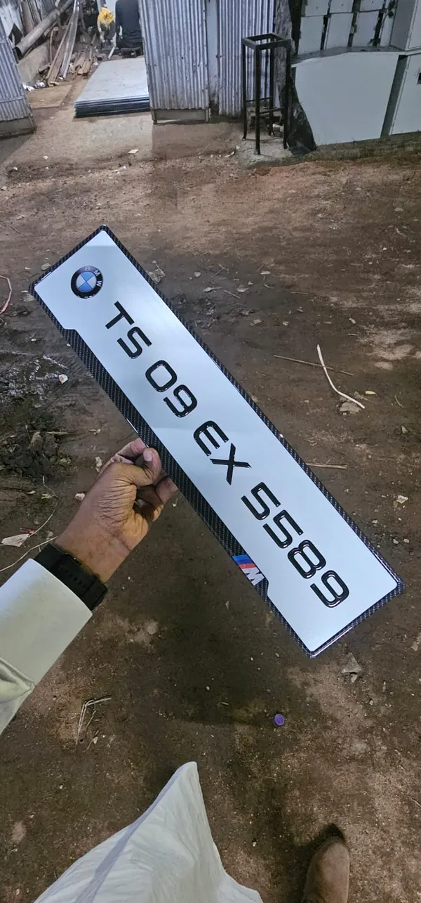 White_Acrylic_Custom_Registration_Number_Plate_Set_Of_2