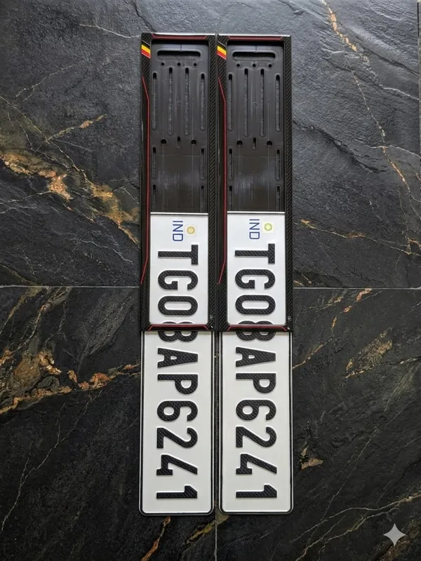 Black_And_Green_Plastic_Car_Number_Plate_Frame_Set_Set_Of_2