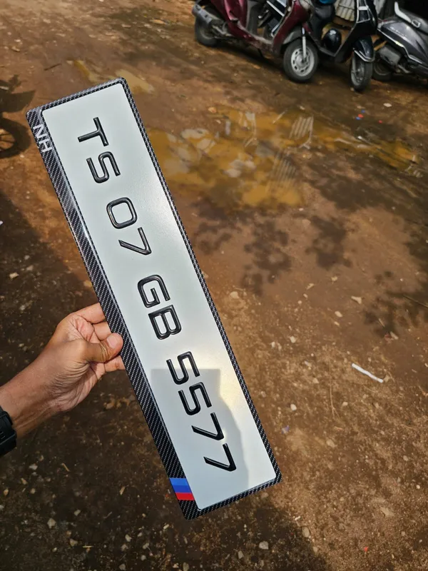 White_Acrylic_Custom_Registration_Number_Plate_Set_Of_2
