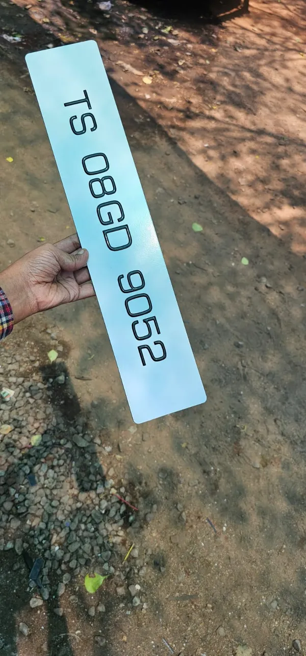 White_Brass_Letters_Vehicle_Number_Plate_Set_Of_2