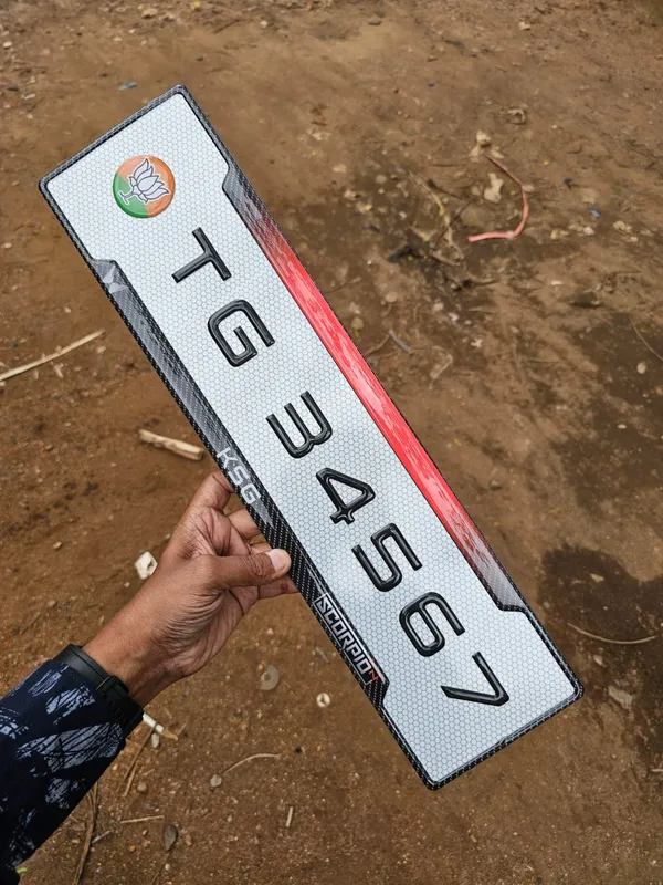 White_Acrylic_Custom_Registration_Number_Plate_Set_Of_2