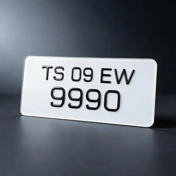 White_Brass_Letters_Vehicle_Number_Plate_Set_Of_2