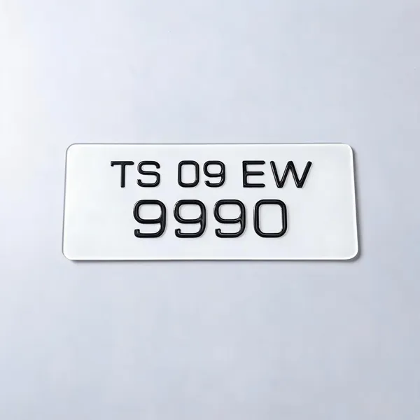White_Brass_Letters_Vehicle_Number_Plate_Set_Of_2