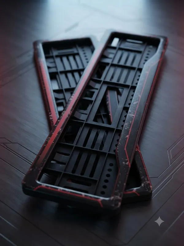 Black_And_Red_Plastic_Car_Number_Plate_Frame_Set_Set_Of_2