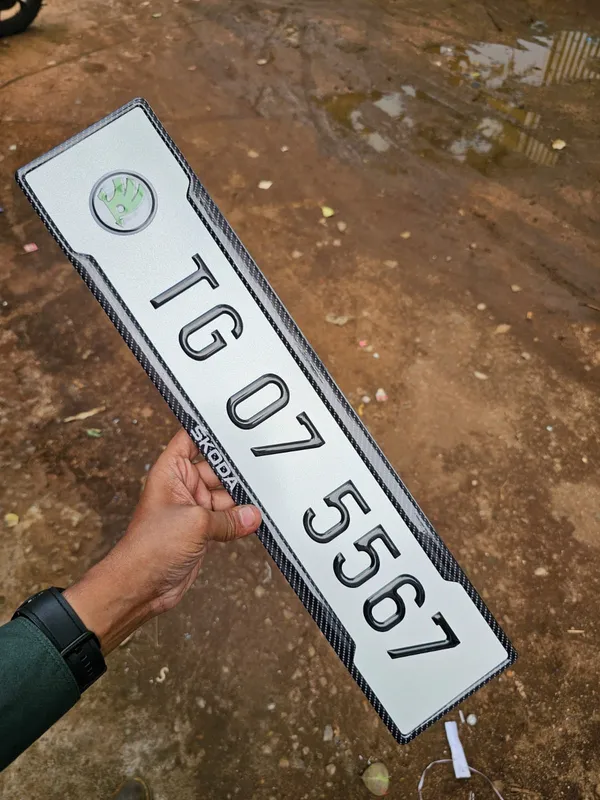 White_Acrylic_Custom_Registration_Number_Plate_Set_Of_2