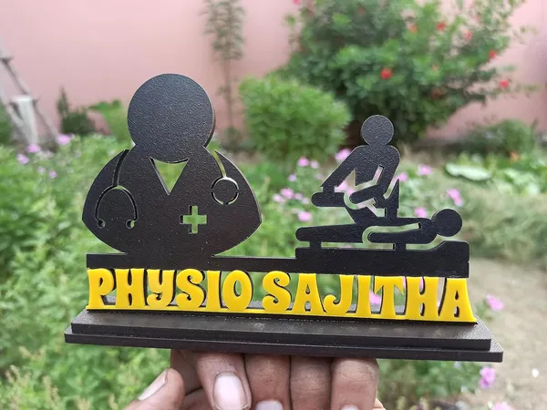 Personalized_7_Inch_Physiotherapist_Caricature_Nameplate_with_Stand_|_Custom_Physiotherapy_Gift_for_Any_Profession_|_Double-Layer_Laminated_MDF_Wood_Showpiece_with_Glossy_Finish_&_Acrylic_Name_Letters_|_Unique_Gift_for_Men_&_Women