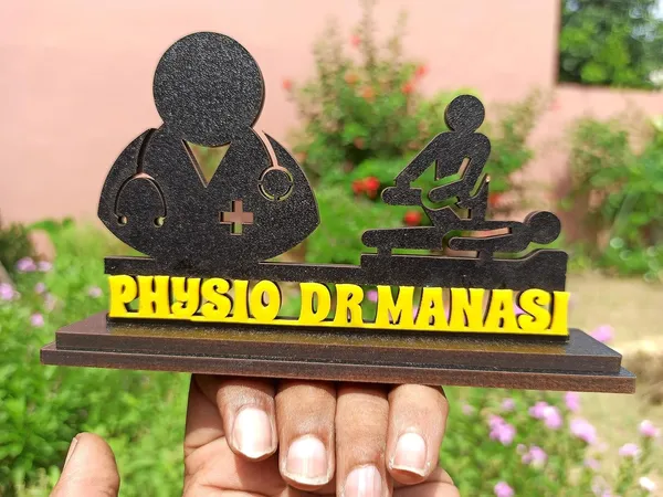 Personalized_7_Inch_Physiotherapist_Caricature_Nameplate_with_Stand_|_Custom_Physiotherapy_Gift_for_Any_Profession_|_Double-Layer_Laminated_MDF_Wood_Showpiece_with_Glossy_Finish_&_Acrylic_Name_Letters_|_Unique_Gift_for_Men_&_Women