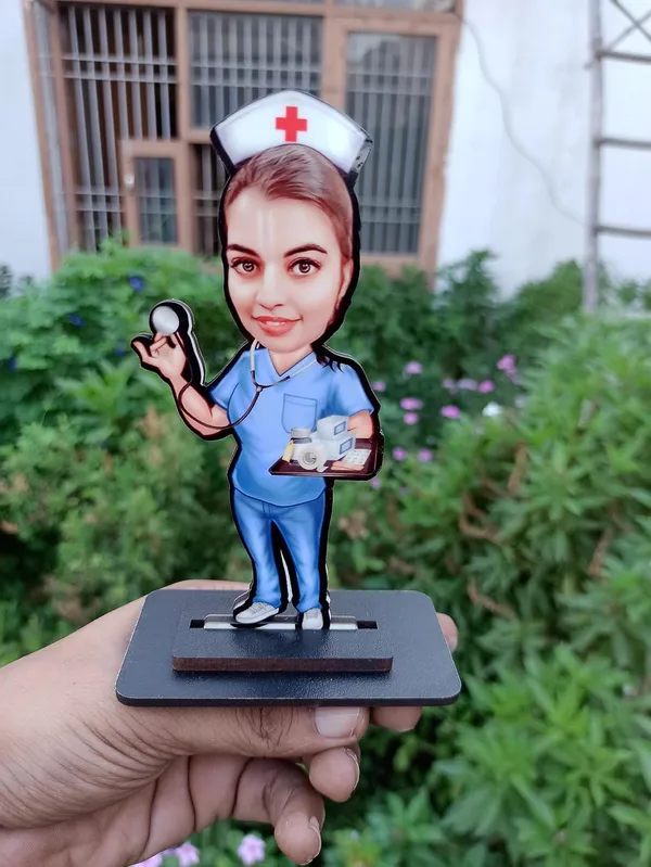 Personalized_Doctor_Caricature_with_Stand,_7_Inch_Custom_2D_Wooden_Figurine_with_Acrylic_Nameplate,_Double_Layer_Glossy_Laminated_MDF_Gift_for_Male_&_Female_Doctors,_Surgeon,_Dentist,_Cardiologist_&_Any_Profession